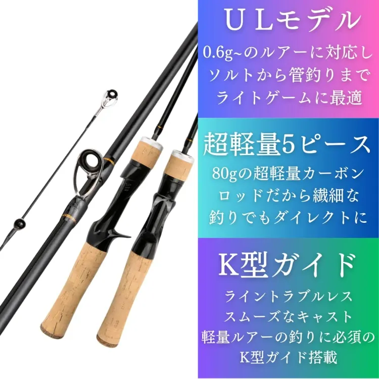 1.8m 6ft ULルアーロッド 4-5ピース 適合wt0.6~6g パックロッド 画像3